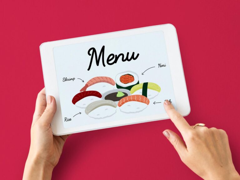 Touchscreen digital menu board in Singapore restaurant, enhancing the customer experience with interactive ordering