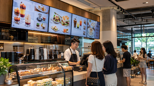 SIngapore cafes is using cloud based digital menu board